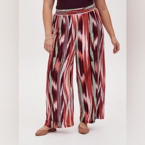Torrid Ikat Stripe Pull-On Wide Leg Gauze High-Rise Smocked Waistband Pant